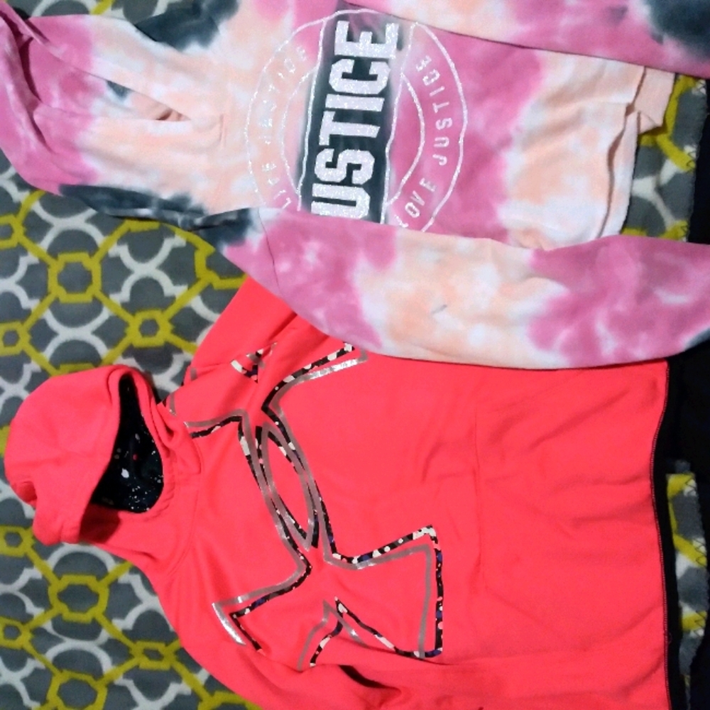 Girls XL 2 pk hoodies. UA and Justice